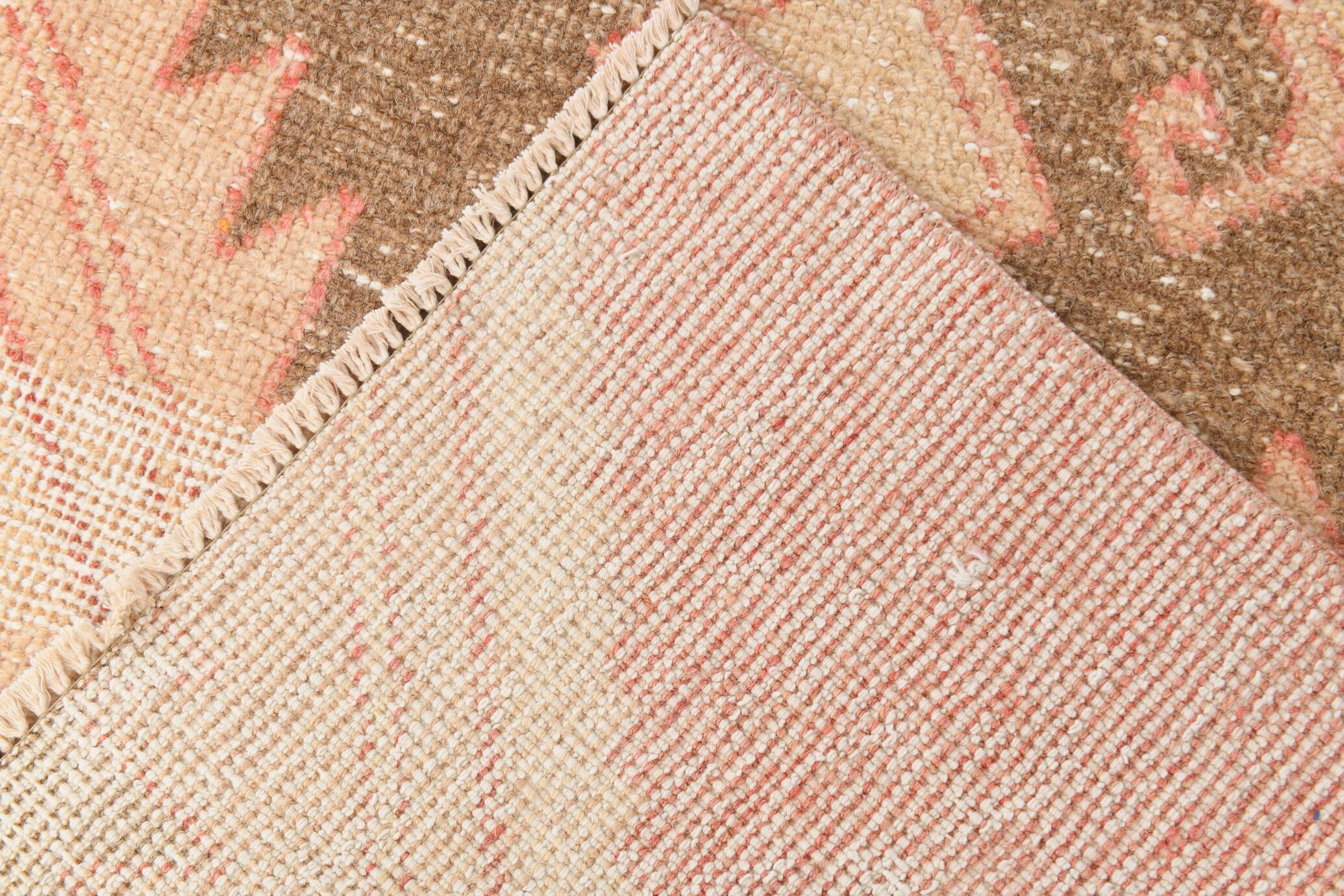 3x11 Vintage Runner Rug, Peach Color Rug, Vintage Runner Rug, 91x328Cm