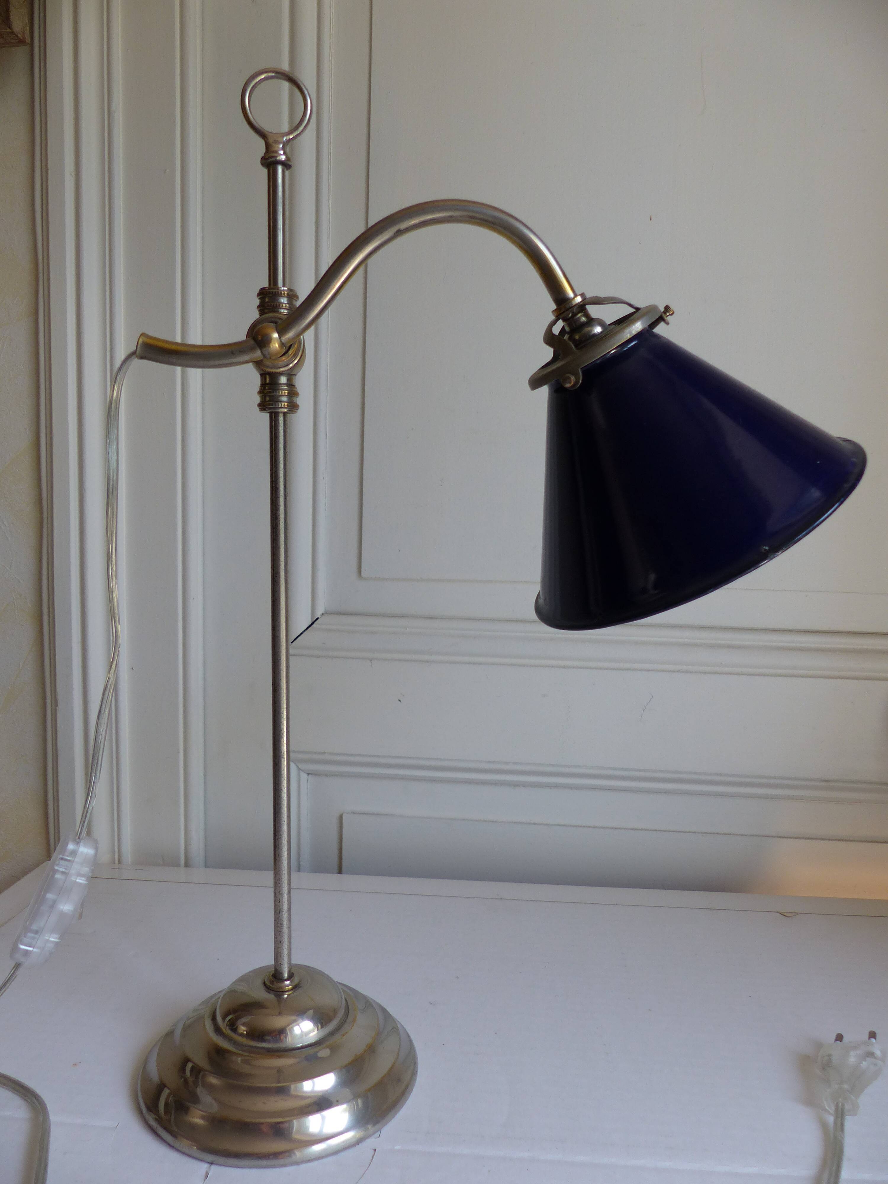 Workshop lamp in brass and nickel iron