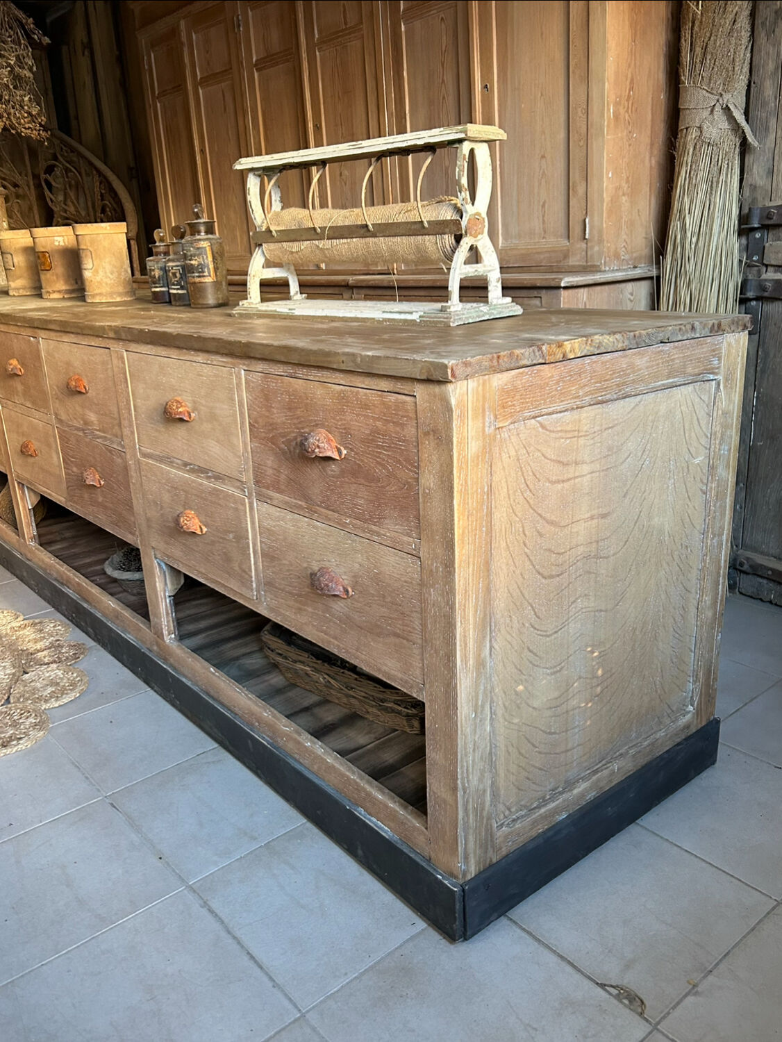 Large antique sideboard with 12 drawers