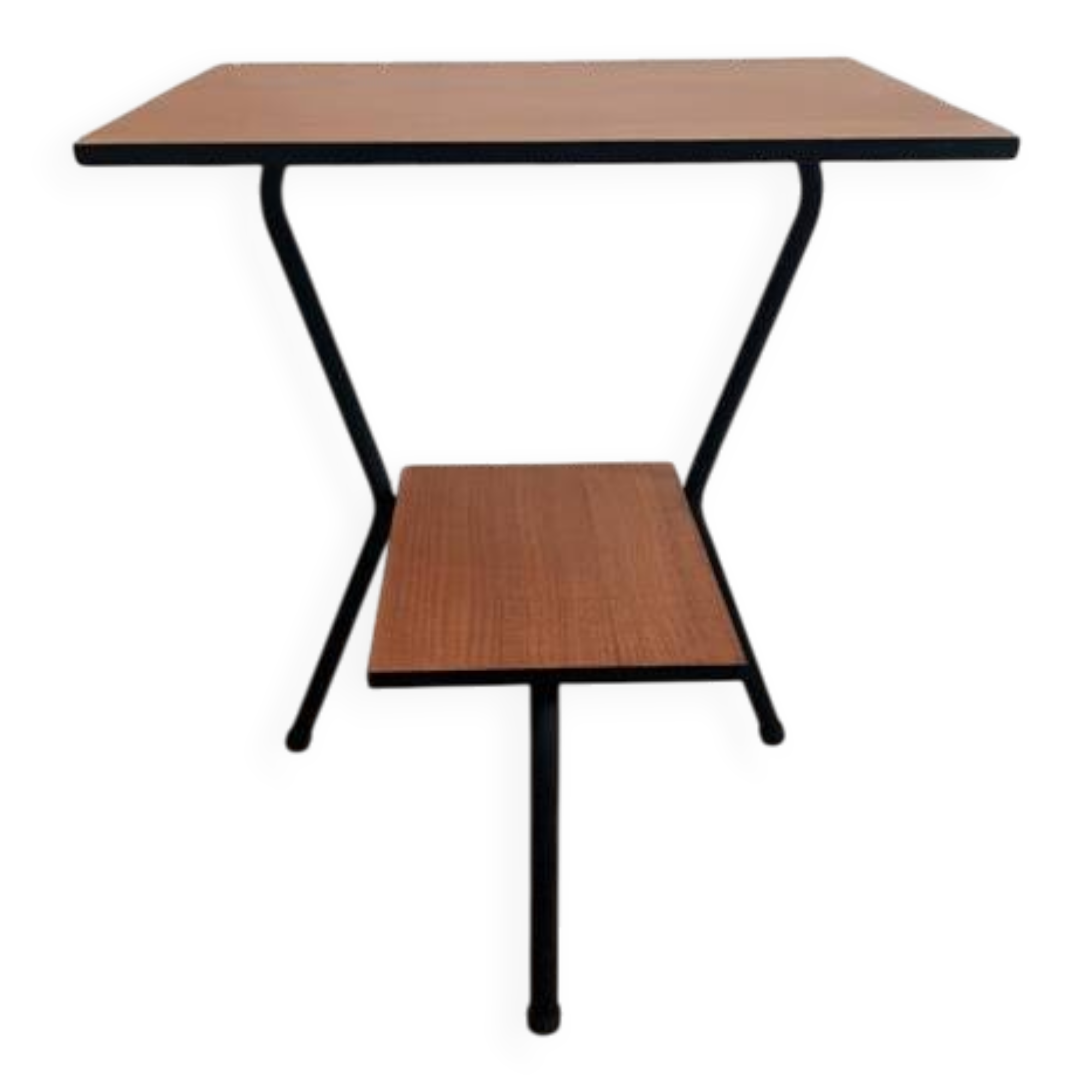 1960s modernist side table – tubular structure & double top