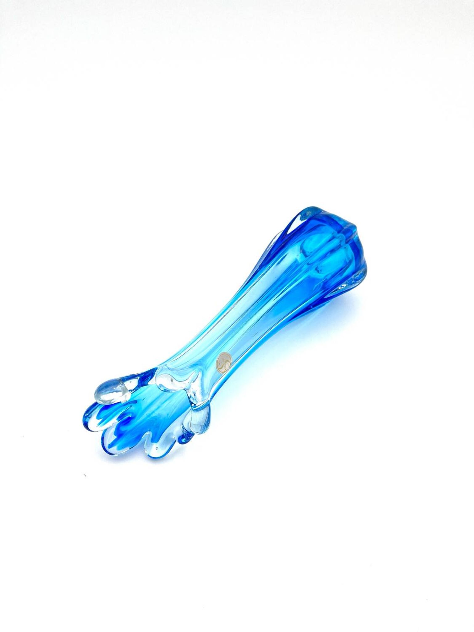 Vase Swing Sculptural – Stretched Glass Azure Blue – Korean Craftsmanship 1970