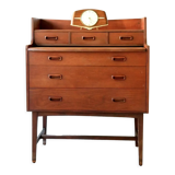 Mid-century curvy dressing table in teak with pull out mirror