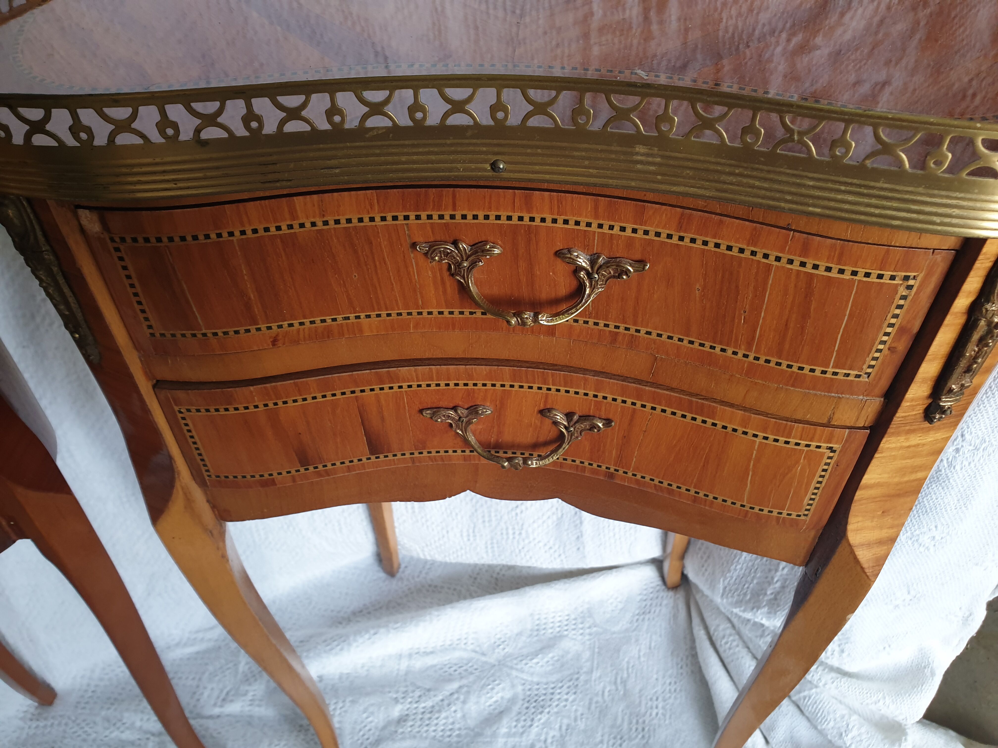 Pair of bedside tables "bean" style louis XV marked