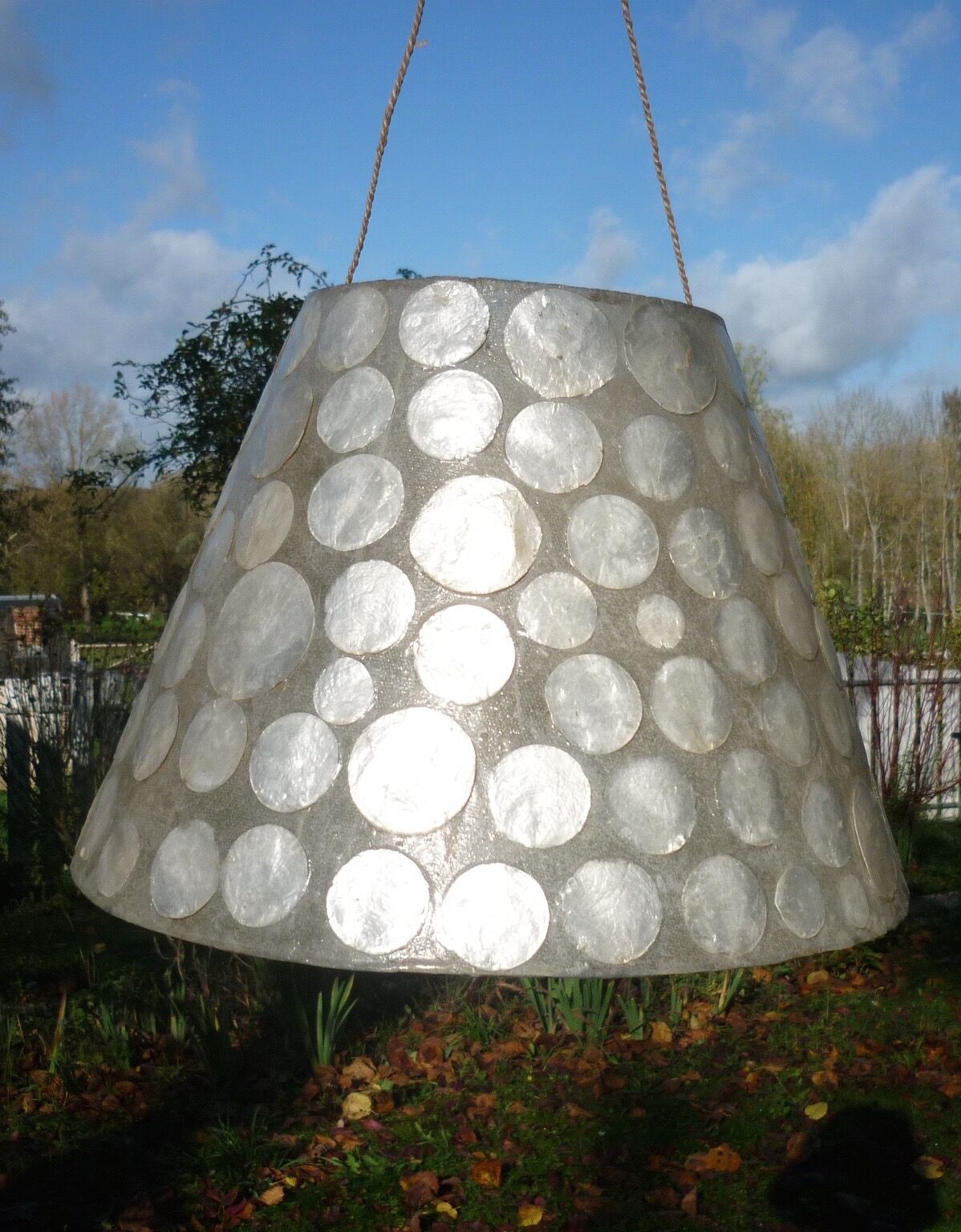 Resin lampshades and vintage mother-of-pearl lozenges