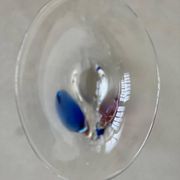 Vintage decorative glass  Bowl, blue accents, made in Italy