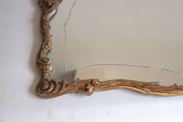 Miroir ancien doré, néo-rococo, XIXe siècle