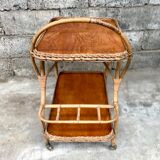 Rolling dessert in woven wicker bamboo rattan with 1950 bottle holder