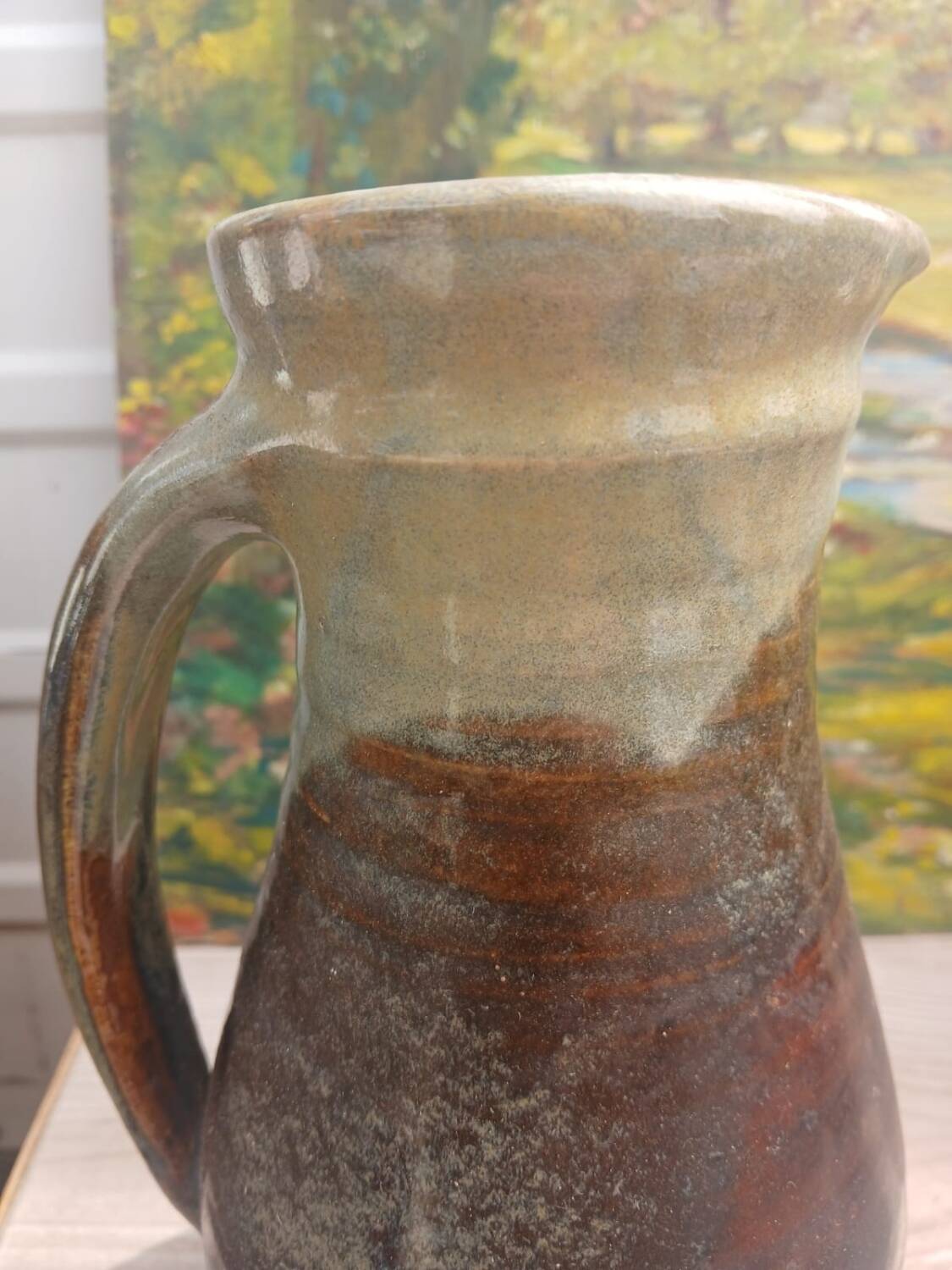 Large vintage glazed stoneware pitcher signed JMB 1978 – Ceramics