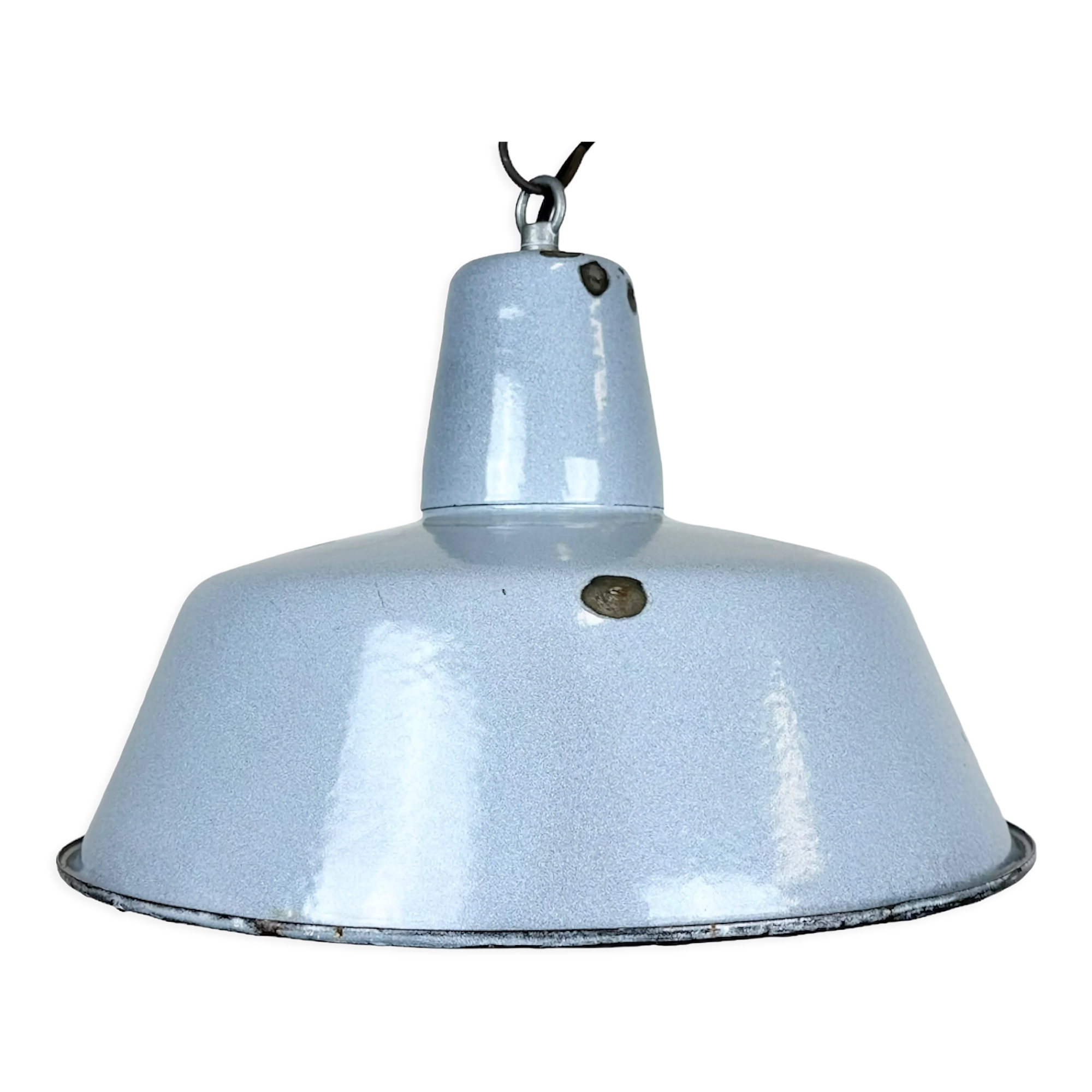 Industrial grey enamel factory pendant lamp, 1960s