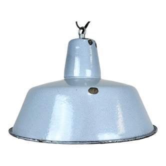 Industrial grey enamel factory pendant lamp, 1960s