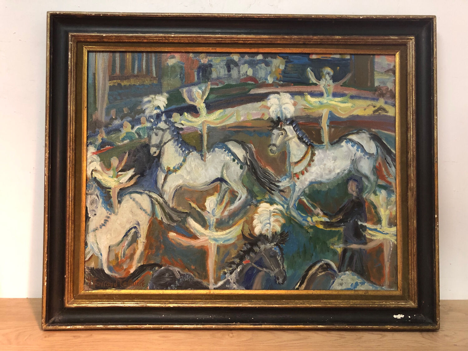 Painting Oil on Canvas Fauvism Circus Horse Dancer Circa 1960
