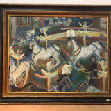 Painting Oil on Canvas Fauvism Circus Horse Dancer Circa 1960
