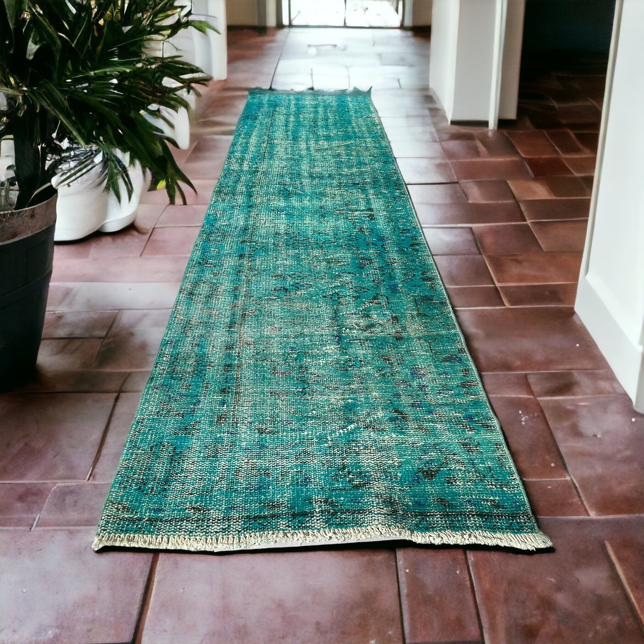Vintage distressed turkish rug runner