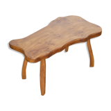 Brutalist free form coffee table in solid elm 1970