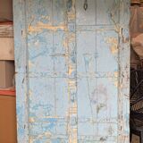 Blue patinated indian door with carved frame