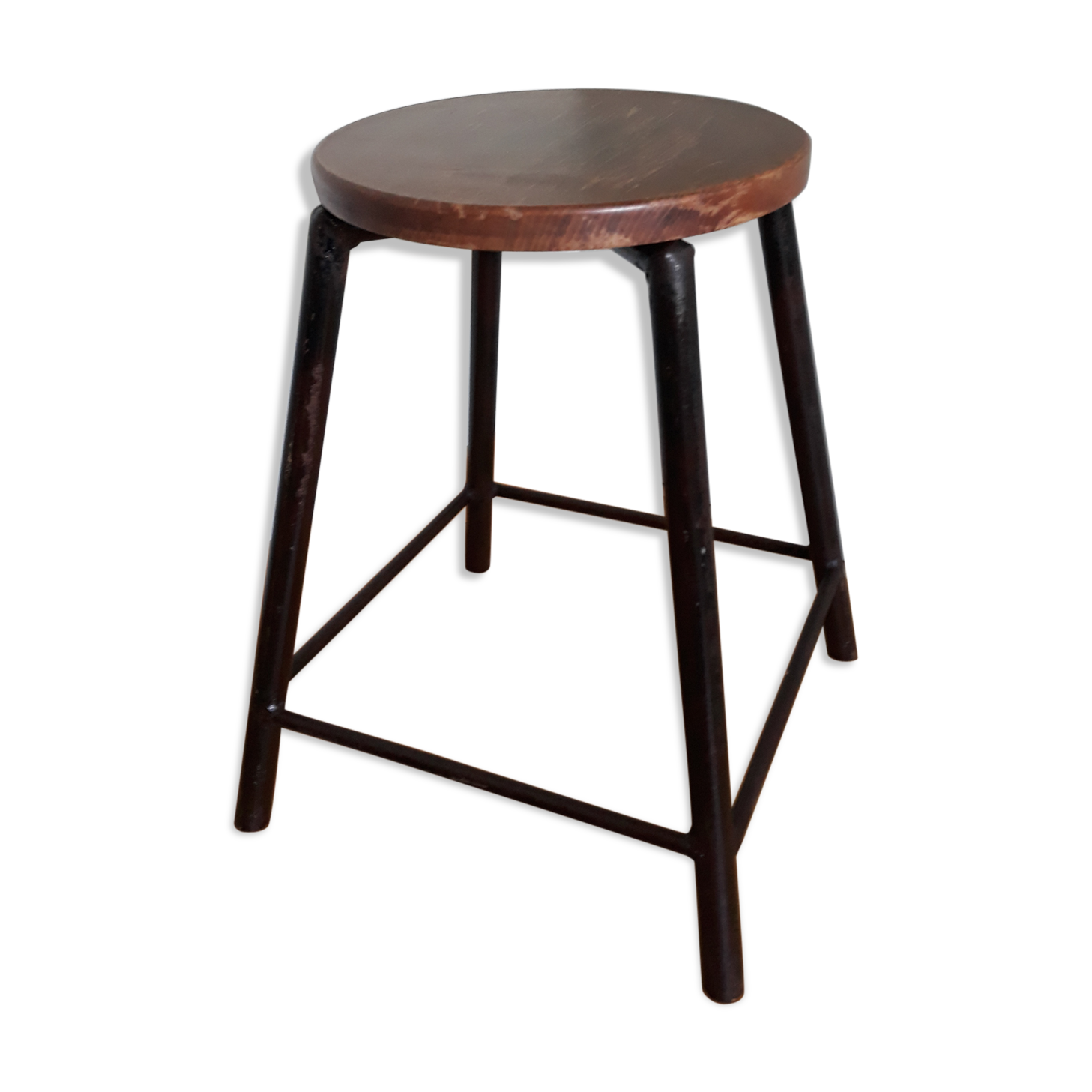 Metal and wood workshop stool industrial style