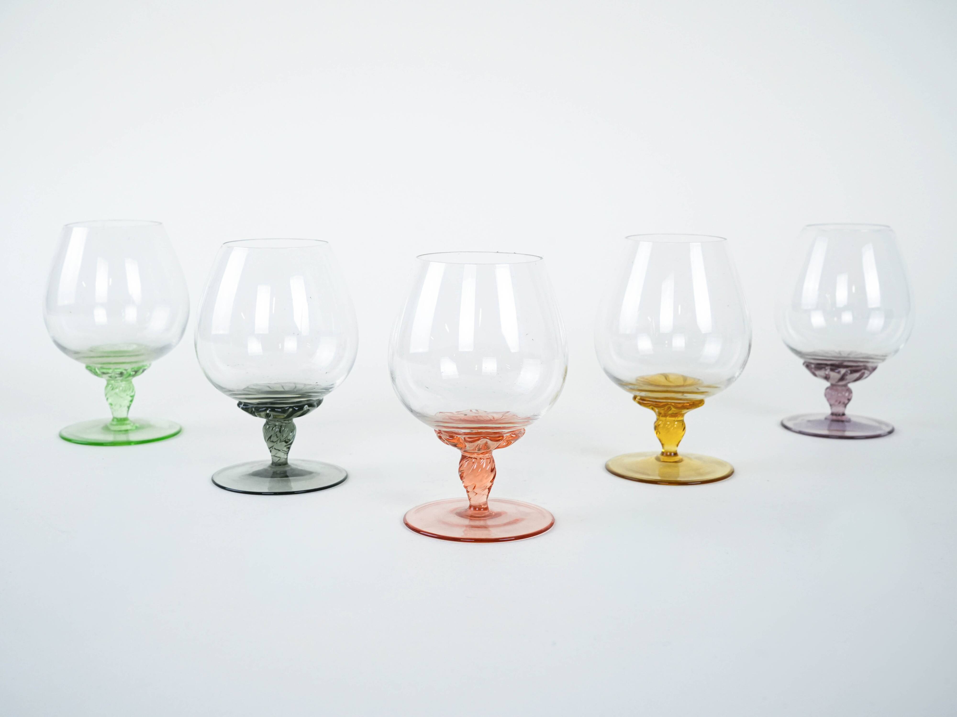 Set of cognac glasses, Italian design, 1970s, production: Italy