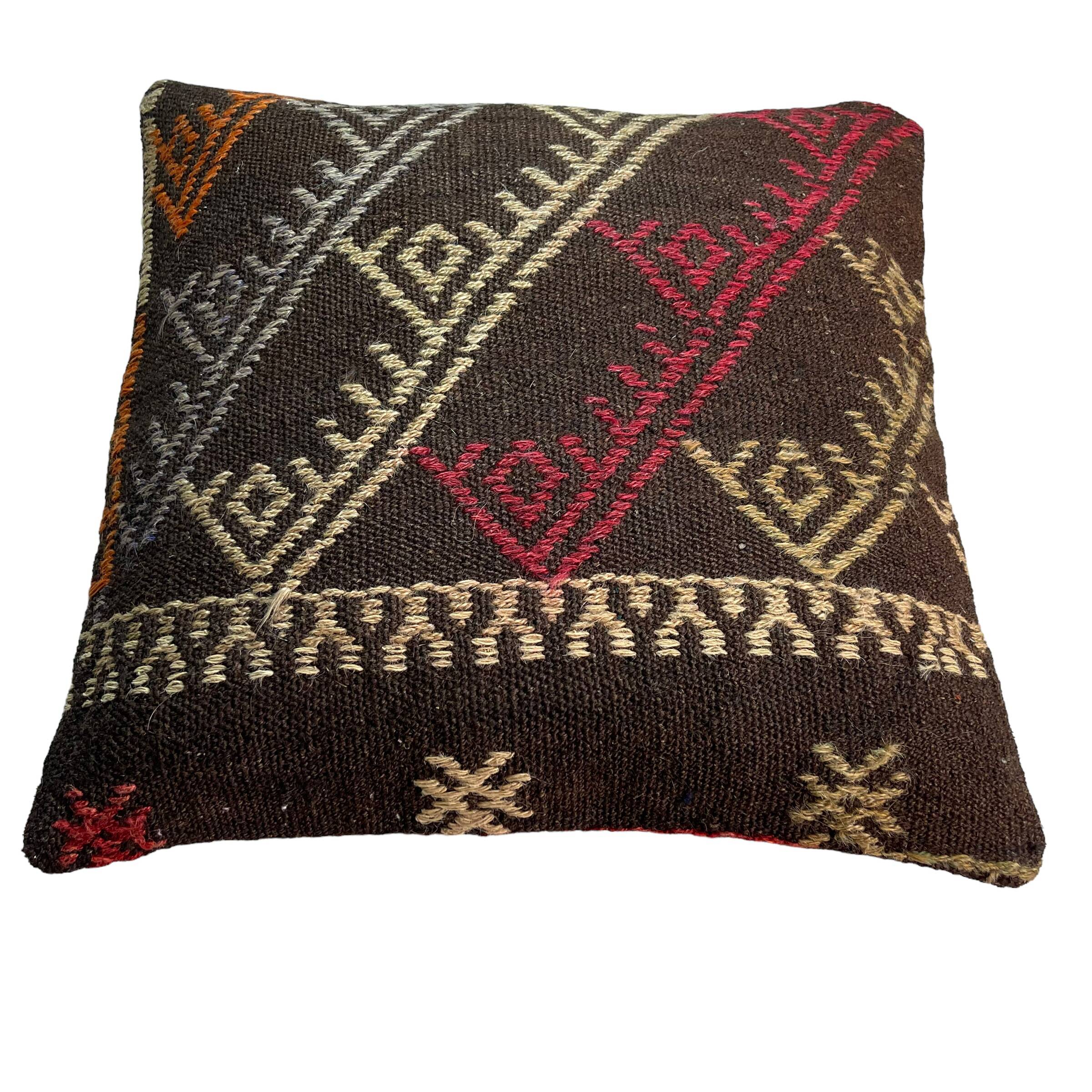 Vintage turkish kilim cushion cover , 55 x 55 cm