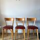 Set of 6 Luterma bistro chairs in blond wood and skaï 50s