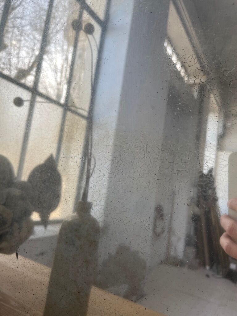 Very stung old bevelled mirror 39x60cm