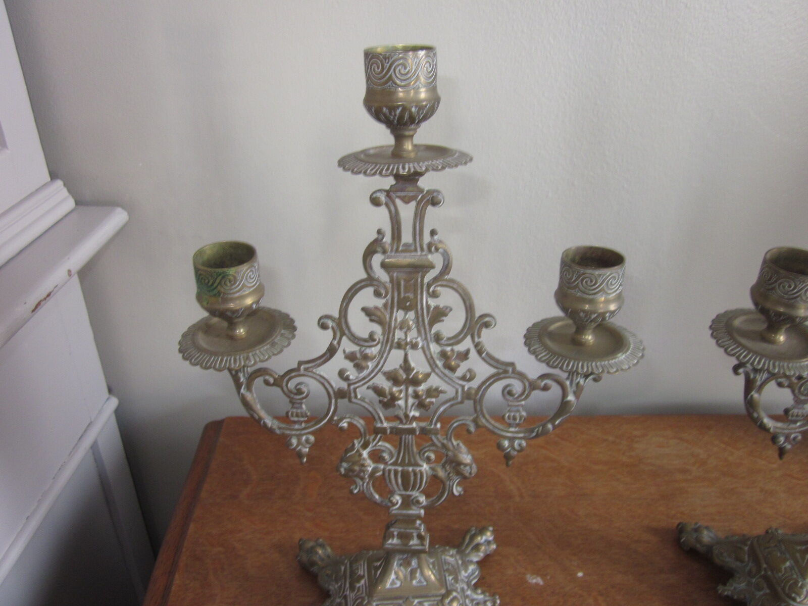 Pair of old candlestick candle holder