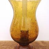Biot tealight candle holder in blown, bubbled amber glass