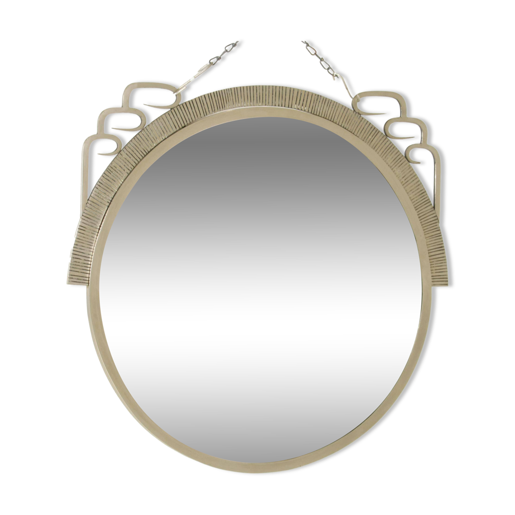 Miroir Art Déco avec cadre en fer forgé à la main, Belgique, années 1920