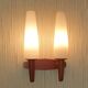 Pair of Scandinavian teak wall lamps with 2 burners 1960