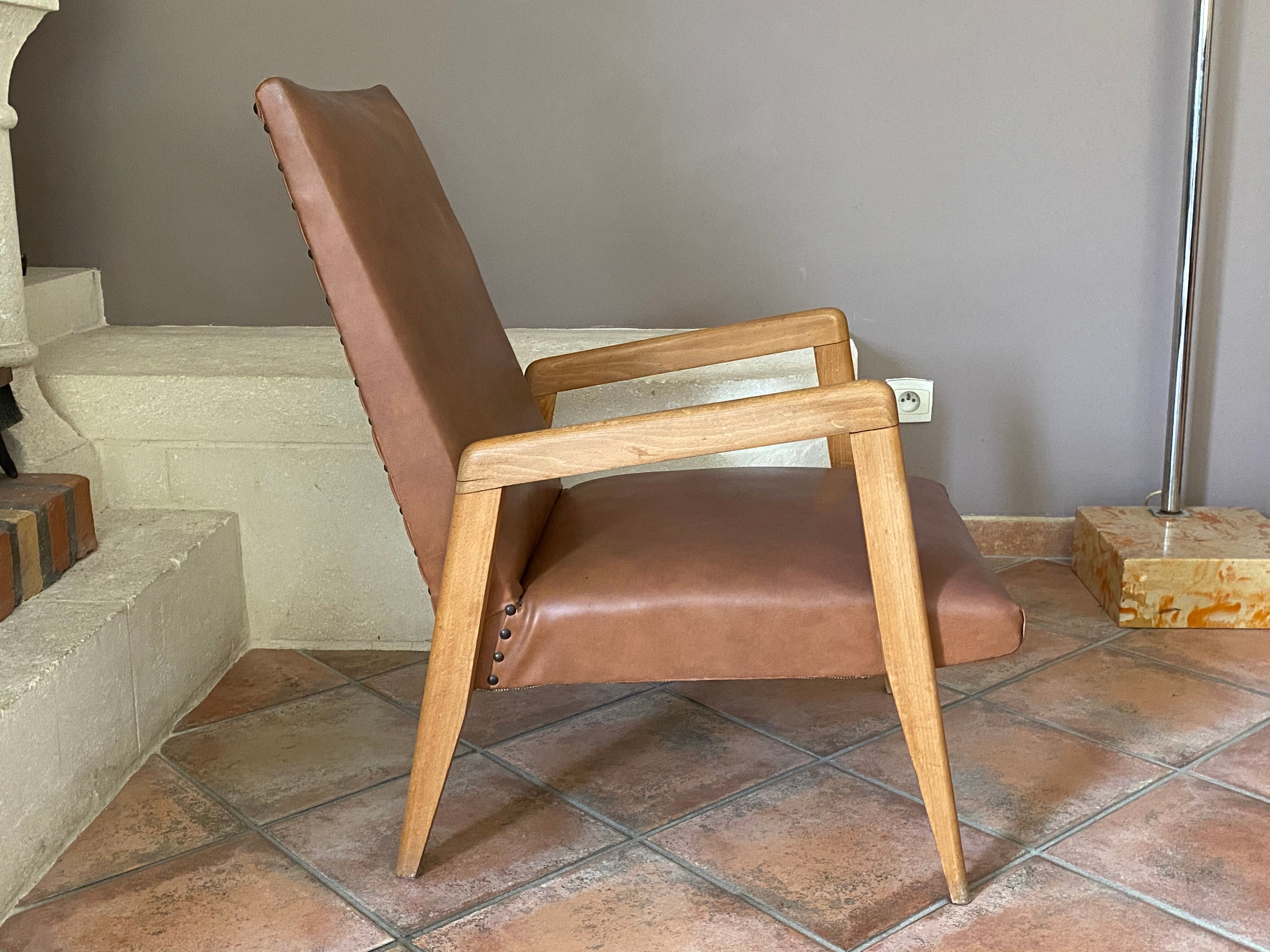 Paire de fauteuils scandinave pieds compas 1950/60