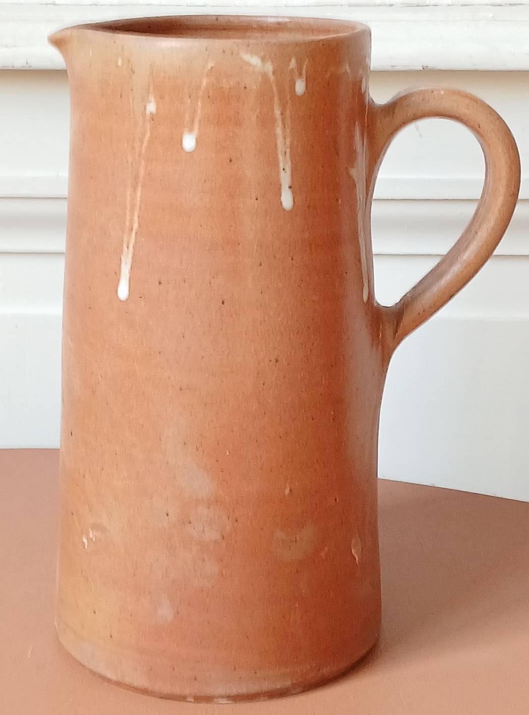 Large stoneware jug with pyrite and white glazes