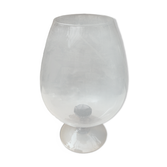 Ancien vase sur pied empoli verre pied orange vintage