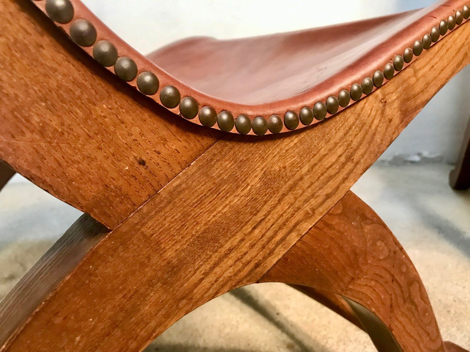 Set of 2 Spanish high-back leather slipper chairs by Pierre Lottier, 1950s