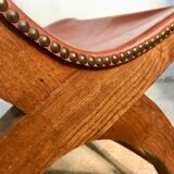 Set of 2 Spanish high-back leather slipper chairs by Pierre Lottier, 1950s