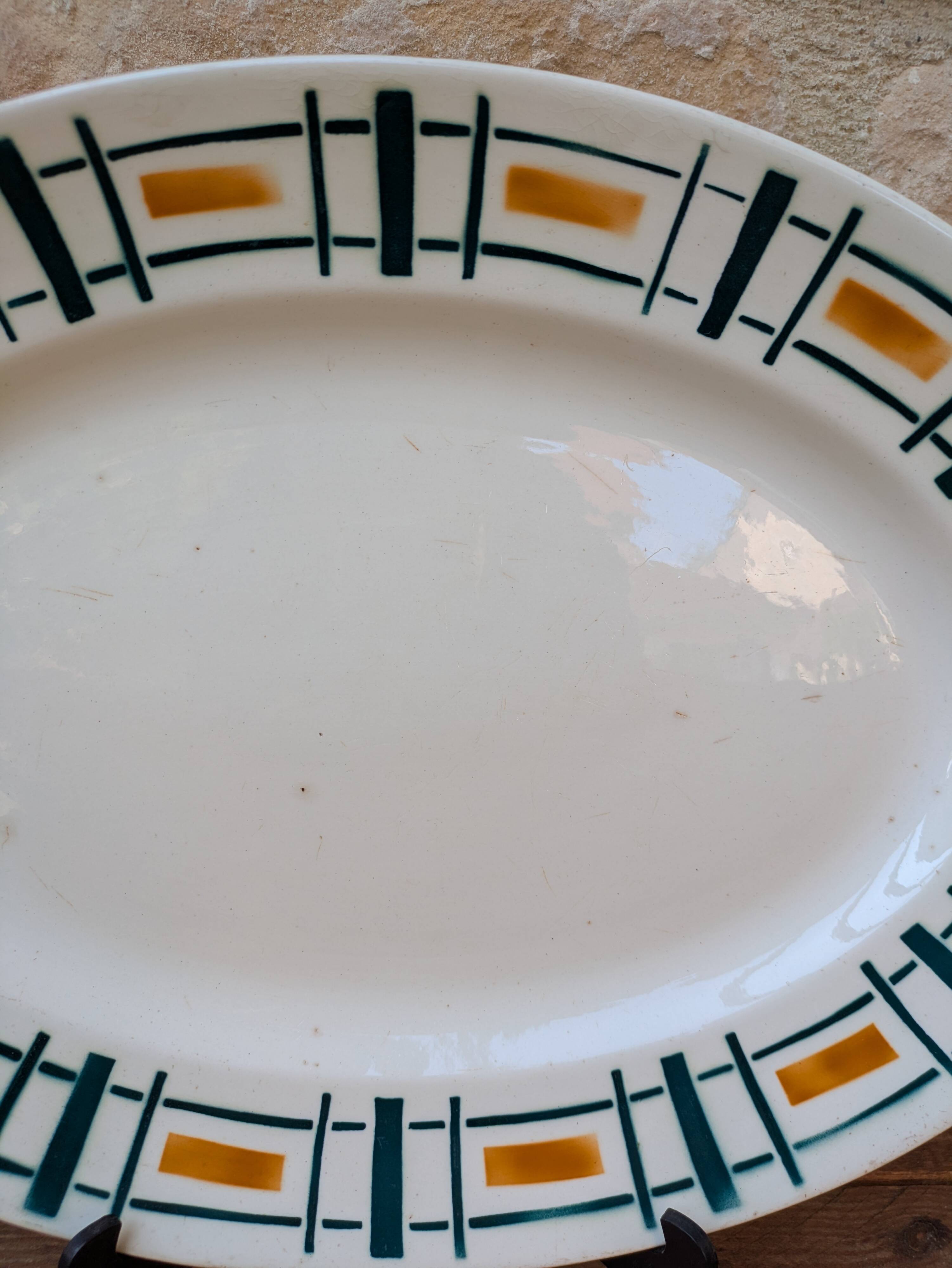 Antique Badonviller Quiberon dish – Art Deco iron earthenware