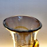 Val saint lambert Studio Cristal vaas, Alfred collard, reliëf decor, 1996