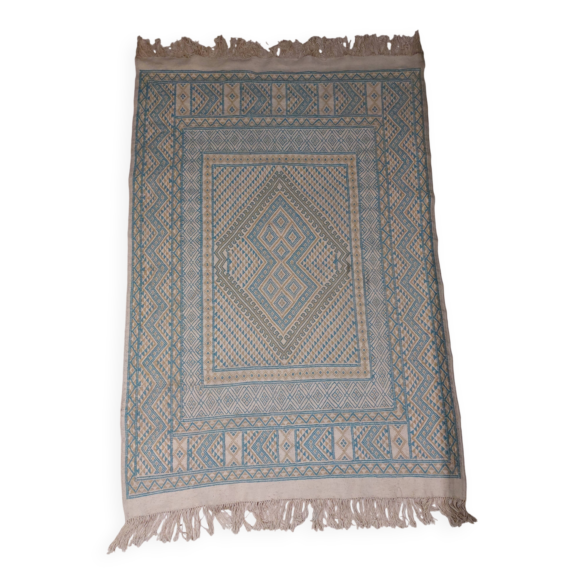 Tunisian Berber Rug - Margoum Rug - Handwoven Wool - 210x160 cm