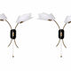 Mid-century pair of wall lights with 2 bulbs — opaline, brass & black lacquer
