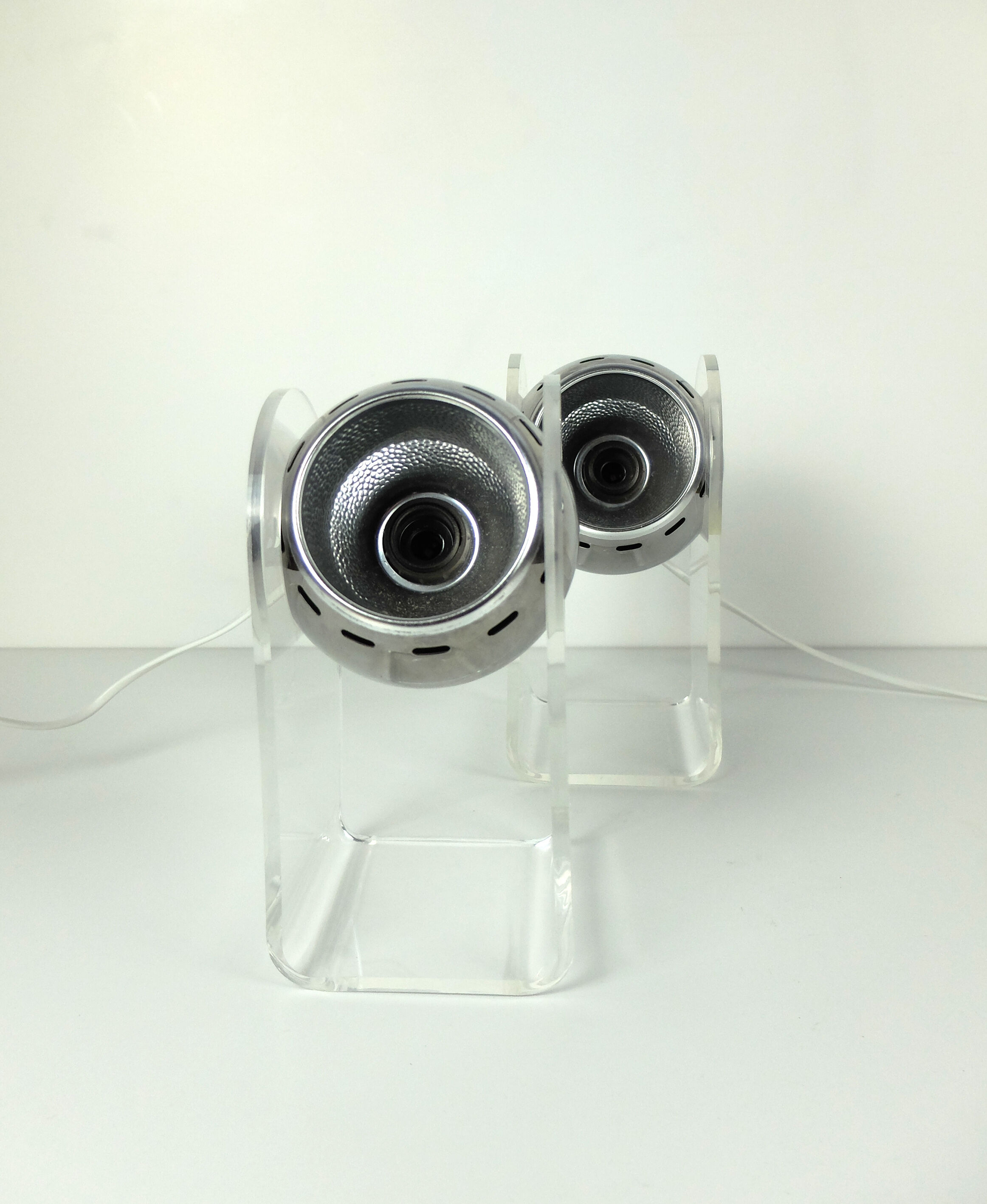 Pair of table lamps Space Age plexiglass sphere, 1960/70