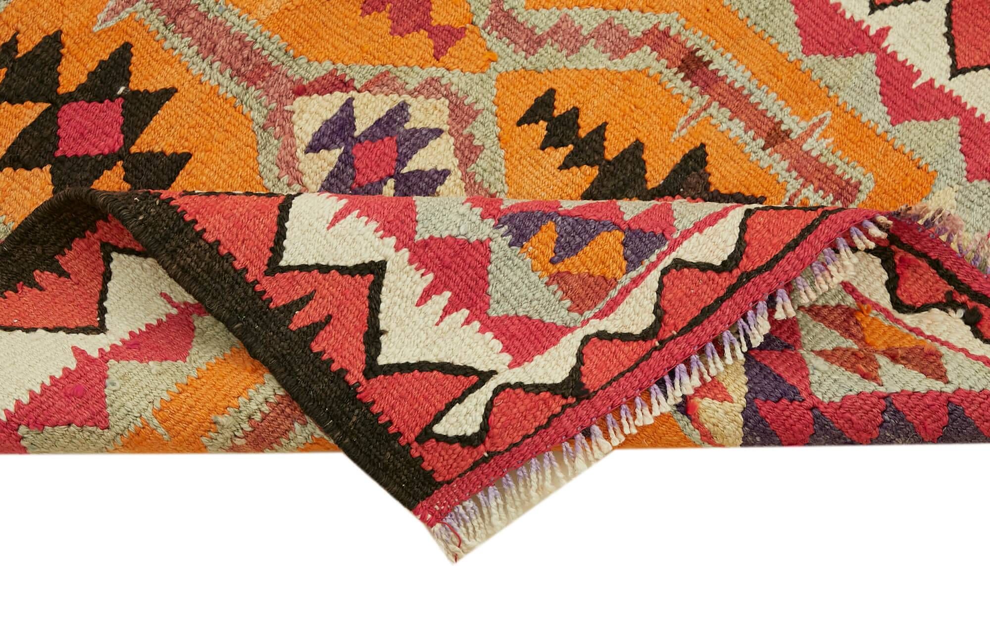 Turkish Handwoven Vintage Herki Kilim 93 cm x 340 cm