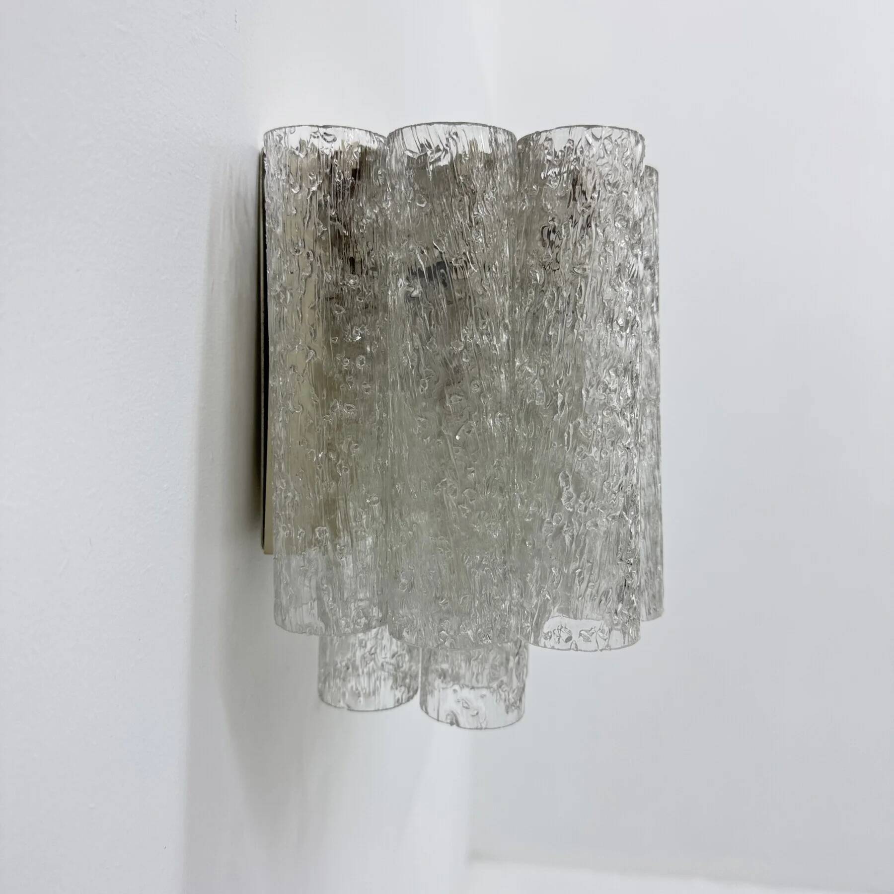 Doria Leuchten ice glass tube wall lamp, 1970s