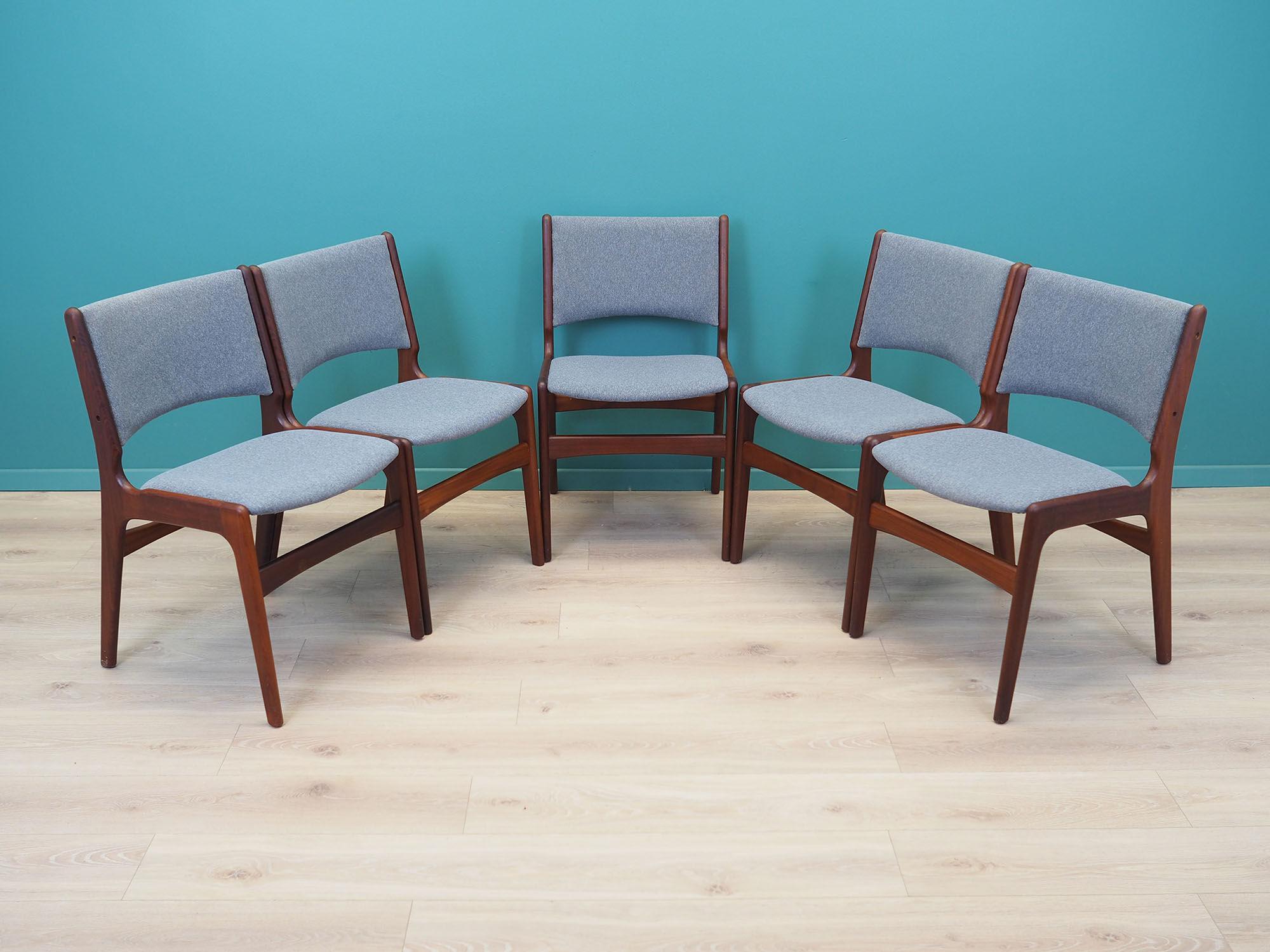 Set of five rosewood chairs, Danish design, 70s, made by Henning Kjaernulf