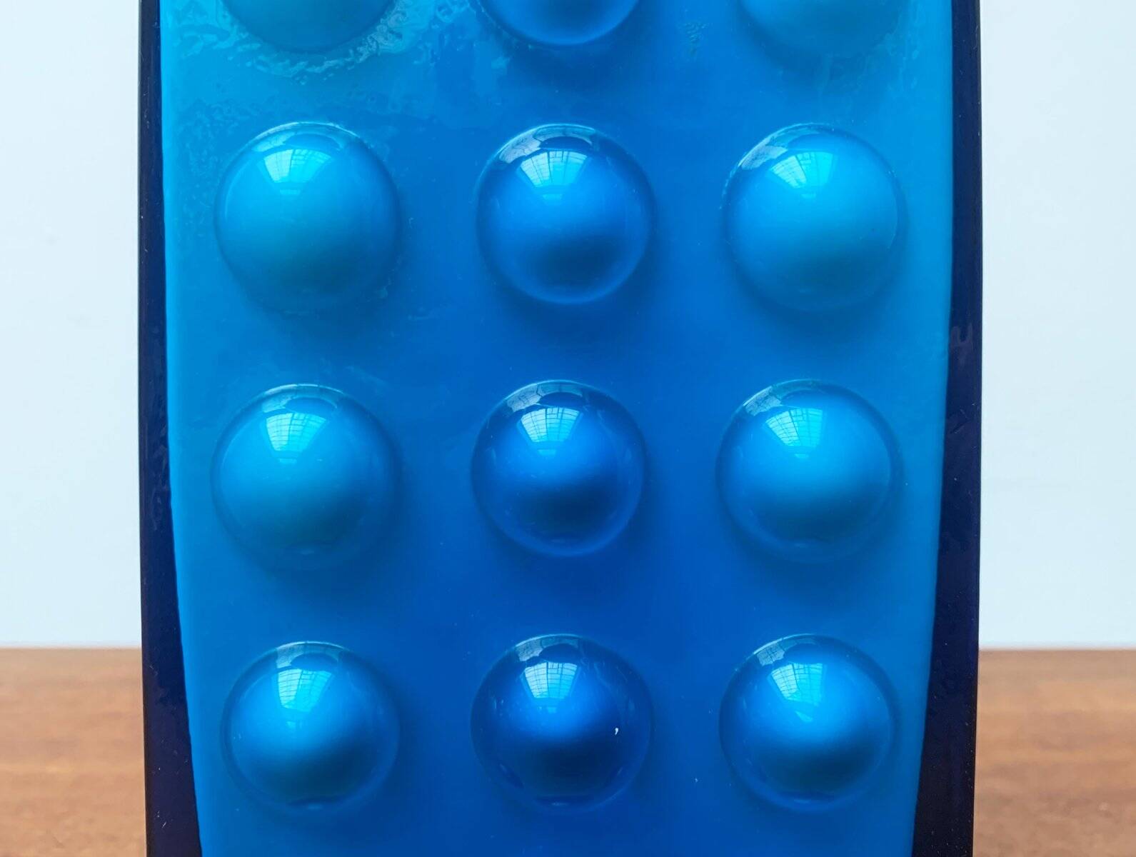 Mid-century German block glass bubble vase by Karl Friedrich Glass.