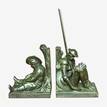 Janle (XXth) - Pair of bookends Don Quixote and Sancho Panza