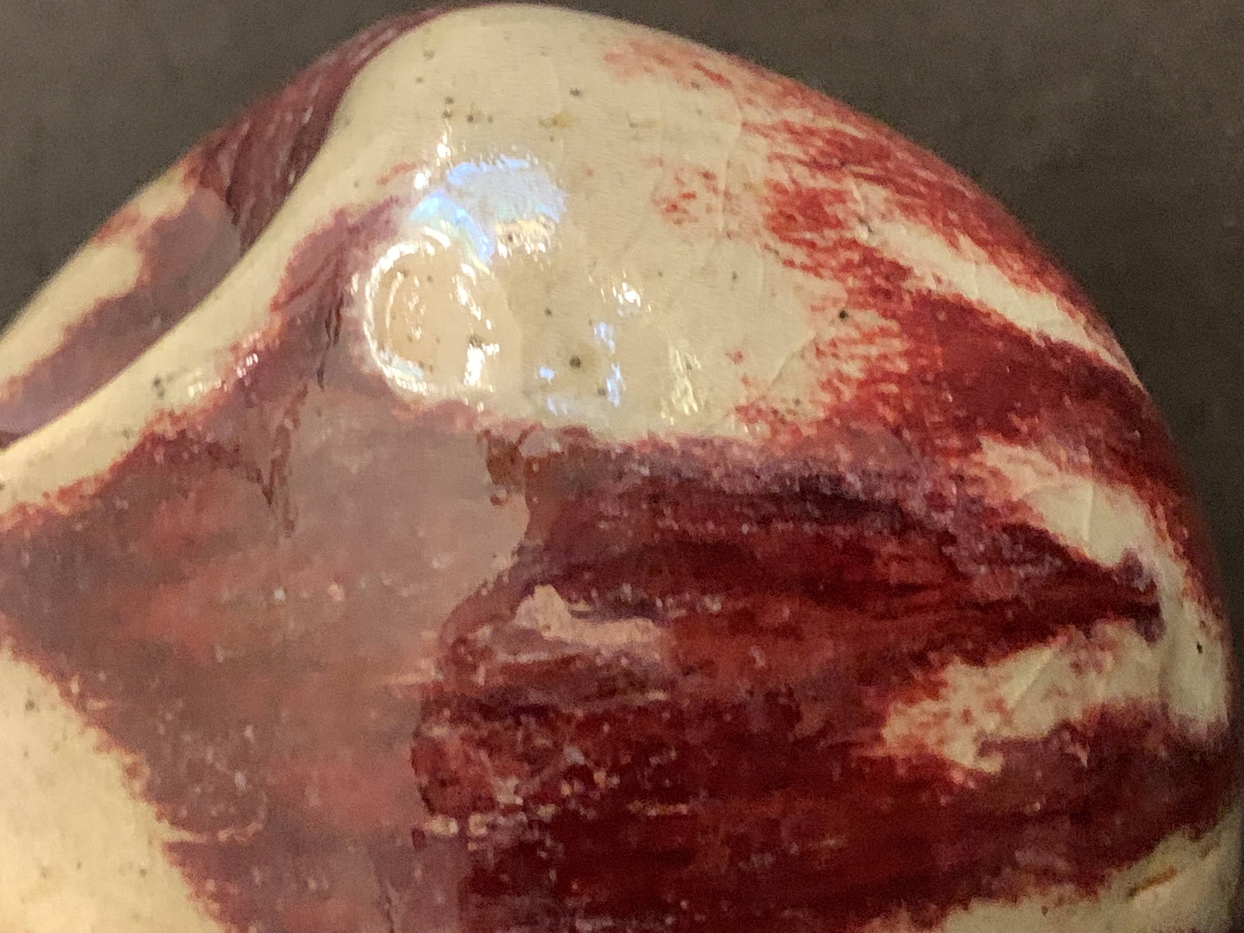 Vase soliflore français Lucette Pillet en grès rouge sang de boeuf, 1980
