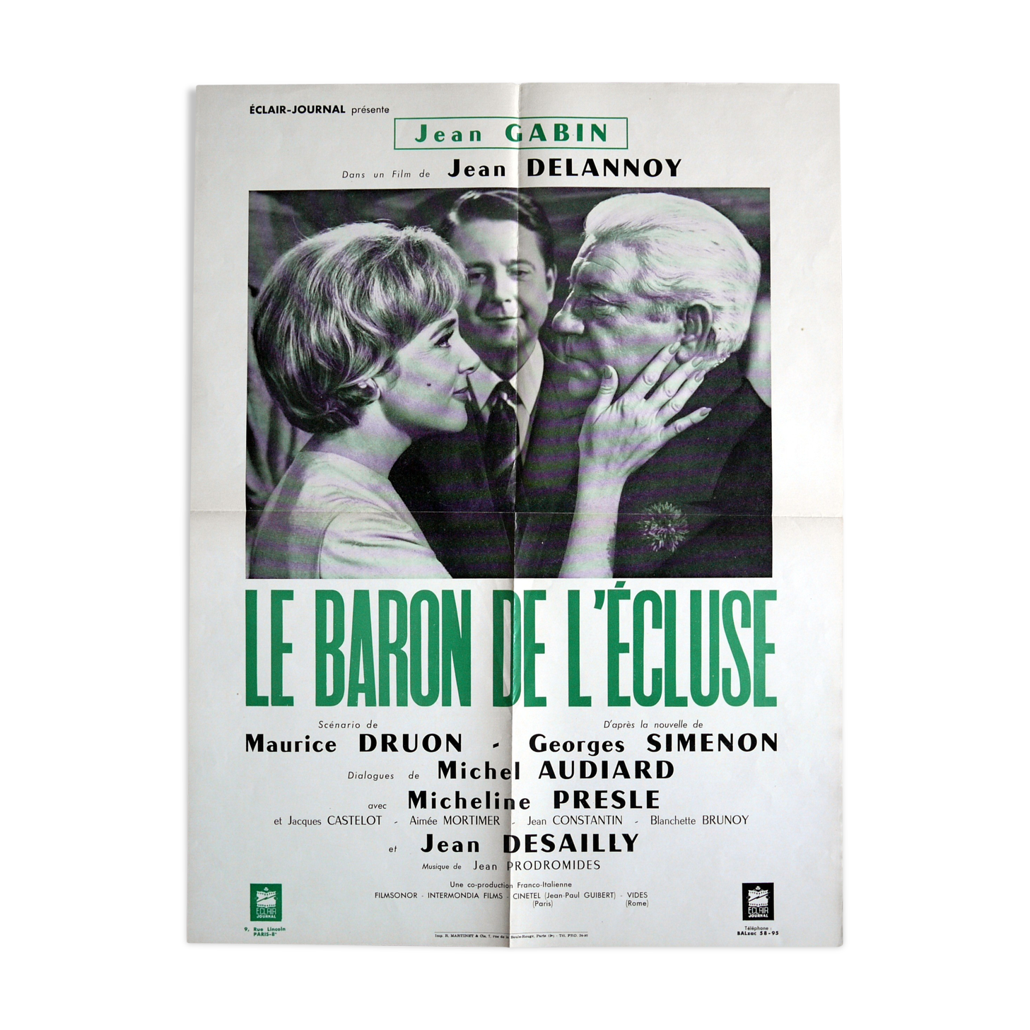 Original cinema poster "The Lock Baron" Gabin, Audiard, Simenon