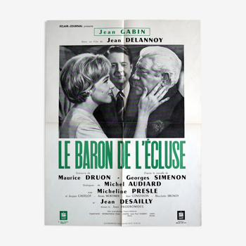 Affiche cinéma originale "Le baron de l'écluse" Gabin, Audiard, Simenon