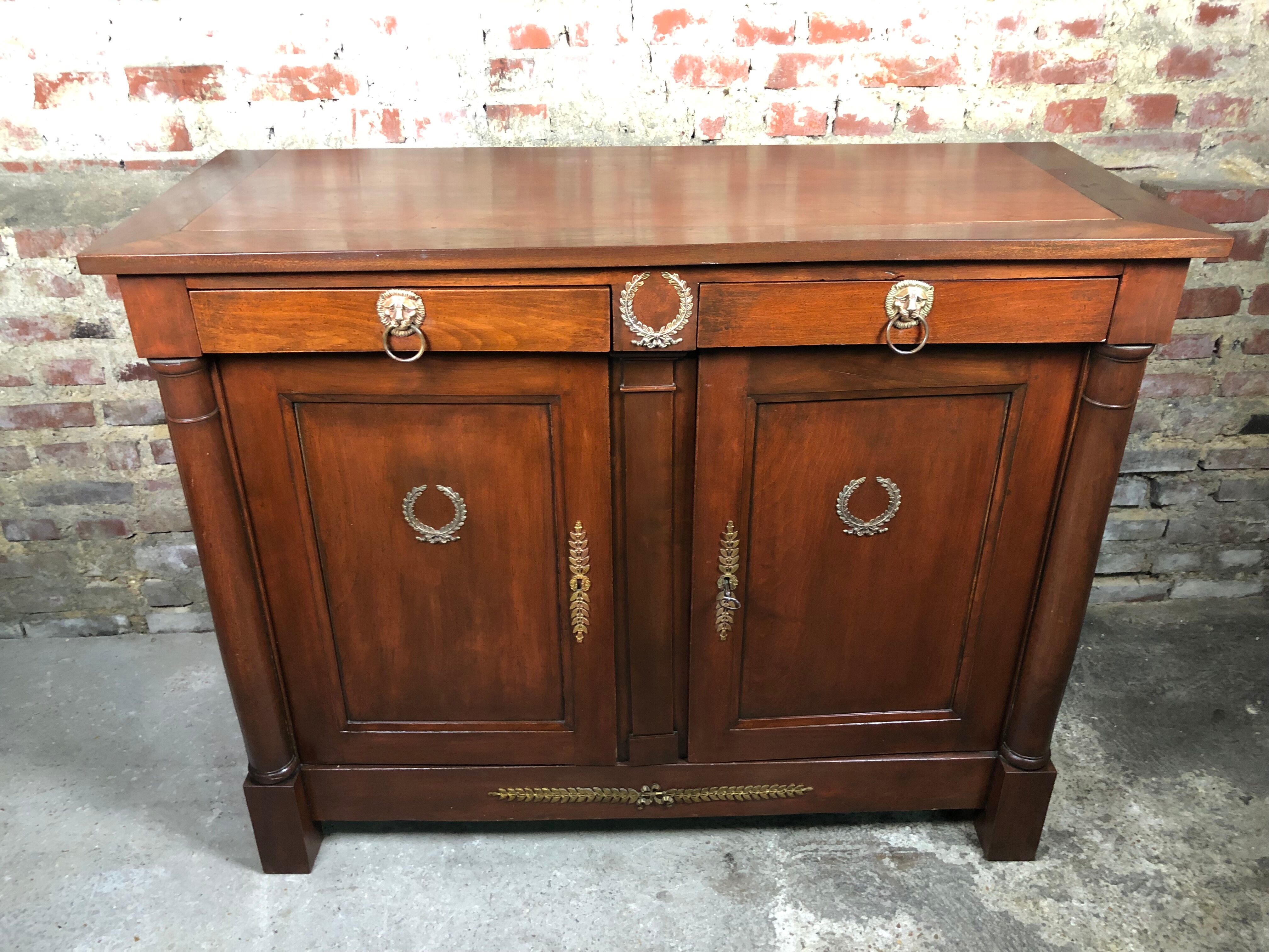 Empire style buffet in mahogany stained mahogany