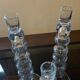 Trio of designer blown glass candle holders