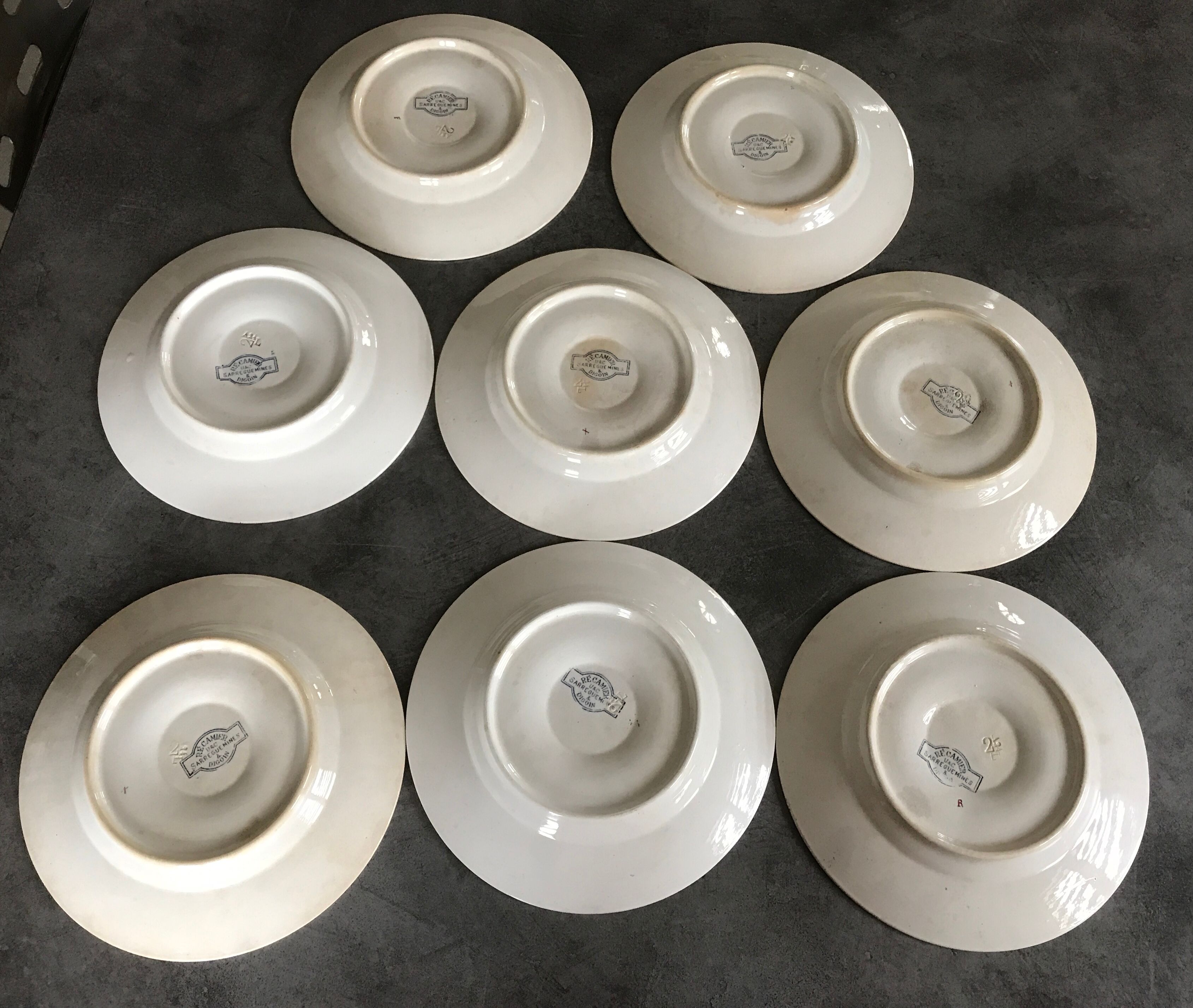 Set of 8 old asparagus plates model récamier sarreguemines & digoin