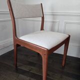 Set of 4 vintage teak and beige tweed chairs by Johannes Anderse